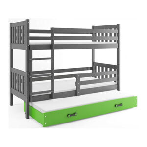 Dětská postel CARINO s výsuvnou postelí 80x190 cm - grafit Zelená