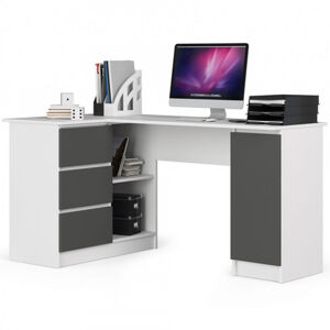 Počítačový stůl B20 levá - bílá/grafit
