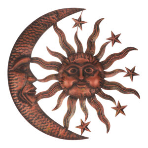 Autronic Slunce s měsícem, kovová nástěnná dekorace UM1014 COP-ANT
