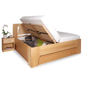 Manželská postel s úložným prostorem OLYMPIA 1, masiv buk