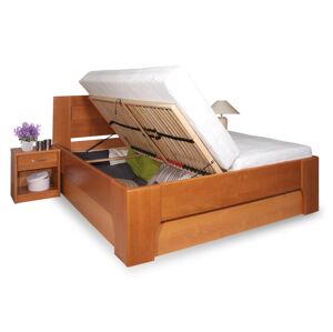 Manželská postel s úložným prostorem OLYMPIA 3, masiv buk - třešeň