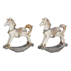 2ks Dekorativní soška houpacího koně -  7*2*8 cm Clayre & Eef