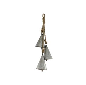 3ks závěsný plechový zinkový zvonek na laně - Ø 9*16*50cm Chic Antique