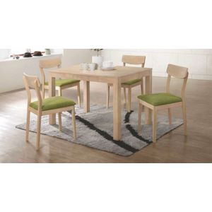Kasvo Vašek stůl+vanda židle set 1+4 dub bělený / látka zelená green