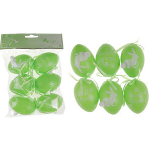 Autronic Vajíčka plastová zelená, sada 6 kusů VEL5047-GRN
