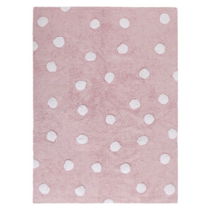 Lorena Canals Pro zvířata: pratelný koberec Polka Dots bílá, růžová 120x160 cm