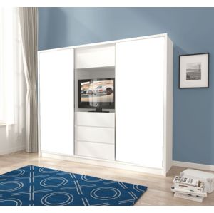 Kasvo TV 250 skříň šatní 3D bez zrcadel bílá/bílá mat - bez zrcadel