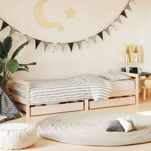 Dětská postel se zásuvkami 90 x 200 cm masivní borové dřevo