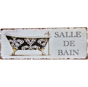 Bílá antik nástěnná kovová cedule Salle de Bain - 36*13cm Ostatní