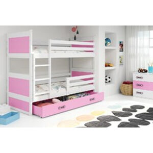 Dětská patrová postel s výsuvnou postelí ERYK 160x80 cm Ružové Bílá