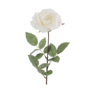 Bílá umělá dekorativní květina růže - 15*7*76 cm J-Line by Jolipa