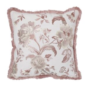Bílo - růžový polštář s vyšívanými květy a třásněmi Bloom - 50*50 cm Light & Living