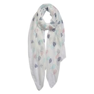 Bílý šátek s barevnými listy - 70*180 cm Clayre & Eef