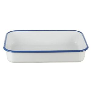 Bílý smaltovaný pekáč s modrou linkou - 31,5*20*6cm / 2.6l Münder Email