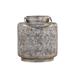 Bronzová antik kovová lucerna s kvítky Vire Flowien - Ø22*25cm Chic Antique