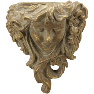 Bronzovo - hnědý antik nástěnný květináč dívka Bronie - 21*16*10 cm Exner