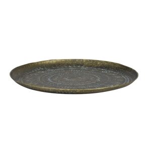 Bronzovo-zelený antik kovový podnos se vzorem Mele - Ø48*1,5 cm Light & Living