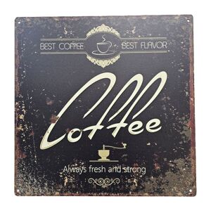 Černá antik nástěnná kovová cedule Coffee - 30*30 cm Ostatní