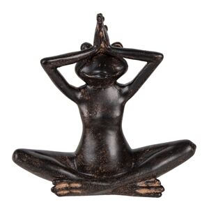 Černá dekorativní soška meditující žáby s patinou - 15*6*14 cm Clayre & Eef