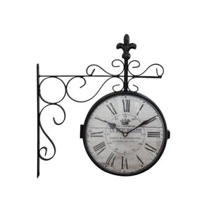 Černé antik nástěnné hodiny La Beaujolaise – 36*8*41cm/ 2*AA Chic Antique