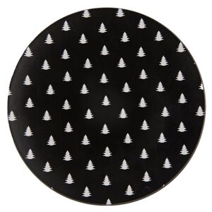 Černo-bílý servírovací talíř se stromky Black&White X-Mas - Ø 33*1 cm Clayre & Eef