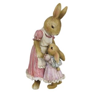 Dekorace králičí maminky v šatech s holčičkou - 9*8*17 cm Clayre & Eef