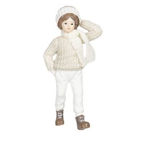 Dekorační figurka děvčete v pleteném svetru Bebe - 8*4*17 cm Clayre & Eef