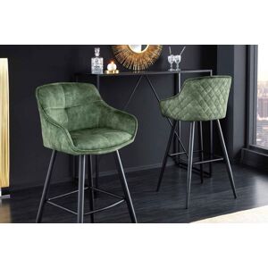 LuxD Designová barová židle Natasha zelený samet - II. třída