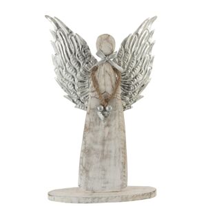 Dřevěný anděl  se stříbrnými křídly - 28*38*2cm J-Line by Jolipa
