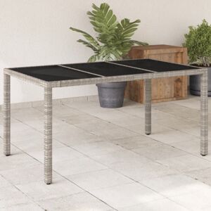 Zahradní stůl skleněná deska světle šedý 150x90x75 cm polyratan
