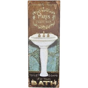 Hnědá antik nástěnná kovová cedule Paris Perfumes - 13*36cm Ostatní