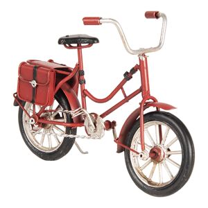Kovový model červeného jízdního kola s brašnou - 16*5*10 cm Clayre & Eef