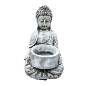 Malá betonová dekorace sedící Buddha na čajovou svíčku - 7,5*7,5*10cm Pierre Design