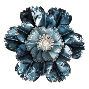 Modrá kovová nástěnná dekorace květina Touri - Ø 54*6 cm Clayre & Eef