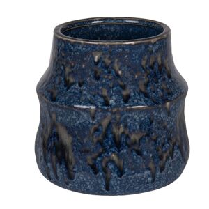 Modrý keramický obal na květináč Blue Dotty L - Ø 17*16 cm Clayre & Eef