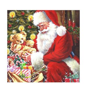 Papírové kapesníky Santa s medvídkem u stromečku - 33*33 cm (20ks) J-Line by Jolipa
