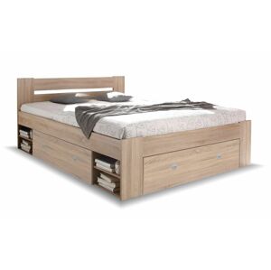 Zvýšená postel s úložným prostorem NEPOLI 140x200, dub sonoma