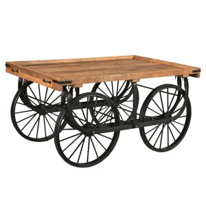 Retro kovový trhový vozík na velikých kolech s dřevěnou deskou Marktwagen - 150*94*80cm Massivum