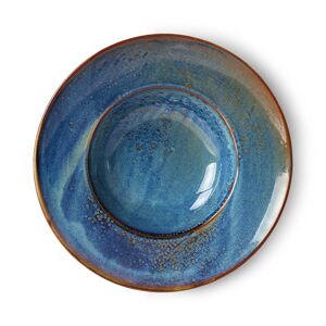 Rustikálně modrý keramický talíř na těstoviny Pasta Chef - Ø 28,5*6cm  HKLIVING