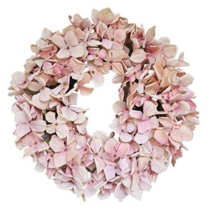 Růžový dekorativní věnec Hortenzie - Ø 35*10cm Exner