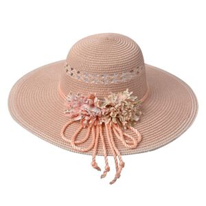 Růžový sluneční dámský klobouk s květinou - Ø 41*12/ 56cm Juleeze
