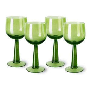 Set 4ks zelená lim sklenice na víno na vysoké noze The Emeralds - Ø 8*17cm/ 200ml HKLIVING