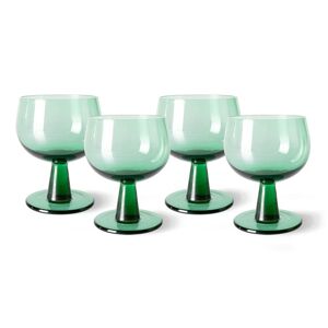 Set 4ks zelená sklenice na víno na nízké noze The Emeralds - Ø 8*11cm/ 250ml HKLIVING