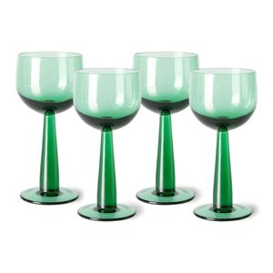 Set 4ks zelená sklenice na víno na vysoké noze The Emeralds - Ø 8*17cm/ 200ml HKLIVING