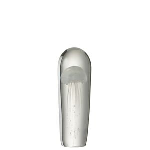 Skleněné těžítko s bílou medúzou M - 10,5*10,5*29,5 cm J-Line by Jolipa