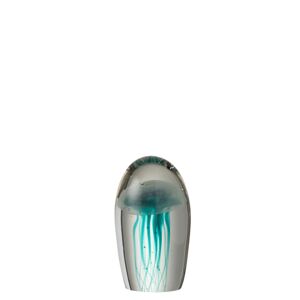 Skleněné těžítko s modrou medúzou S - 9,5*9,5*17 cm J-Line by Jolipa