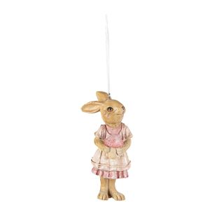 Závěsná dekorace králičí slečna v sukni a brašnou - 4*4*11 cm Clayre & Eef