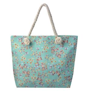 Zelená plážová taška s květy Florali - 43*33 cm Clayre & Eef