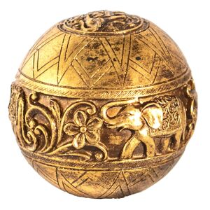 Zlatá antik dekorace koule s květy a slony - Ø 10 cm Clayre & Eef