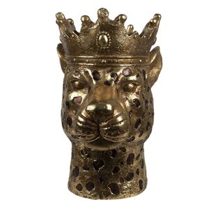 Zlatá antik dekorativní socha leopard s korunou - 25*31*41 cm Clayre & Eef